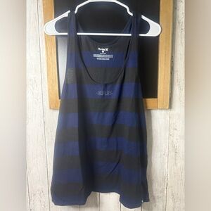NWT Hurley perfect M Rugby Striped black and Blue Tank